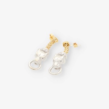 Pendientes pantera en oro bicolor 18kt 2