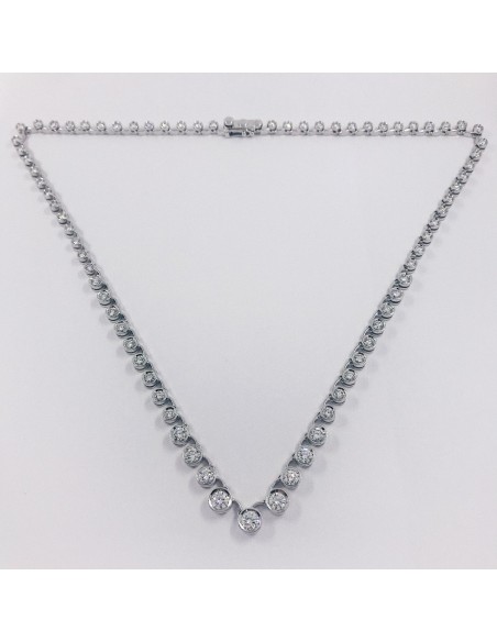 Gargantilla riviÃ¨re en oro blanco 18kt con brillantes.