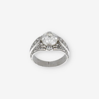 Anillo vintage en oro blanco 18kt con brillantes 2