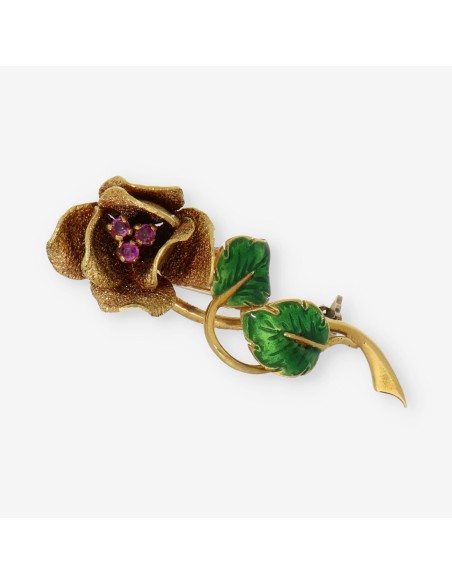 Broche Rosa en oro 18kt