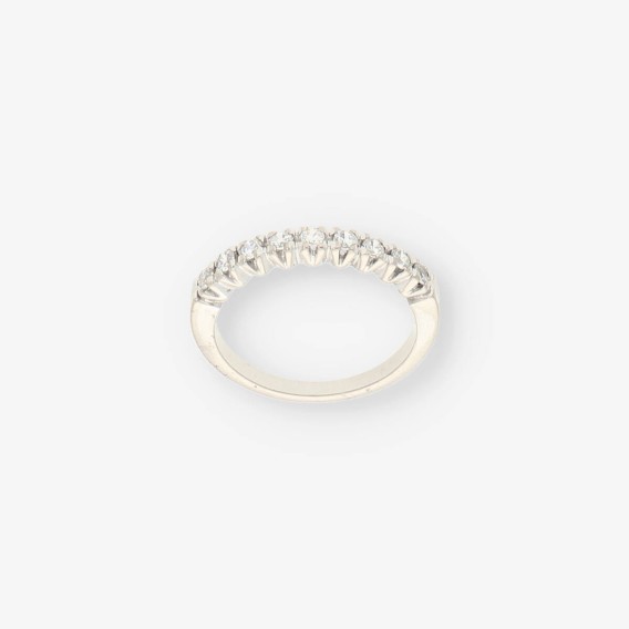 1/2 Alianza oro blanco y circonita