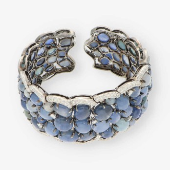 Pulsera escalva en oro blanco 18kt y brillantes