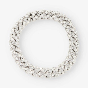 Pulsera barbada en oro blanco 18kt con brillantes 2