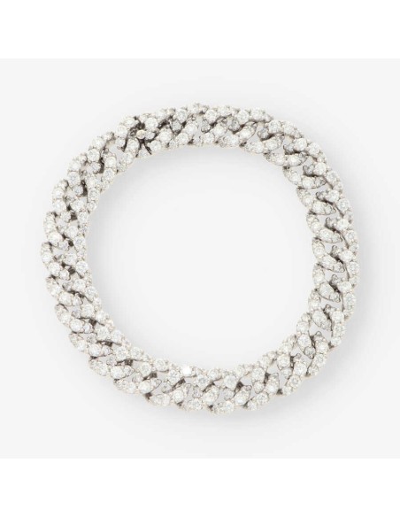 Pulsera barbada en oro blanco 18kt con brillantes