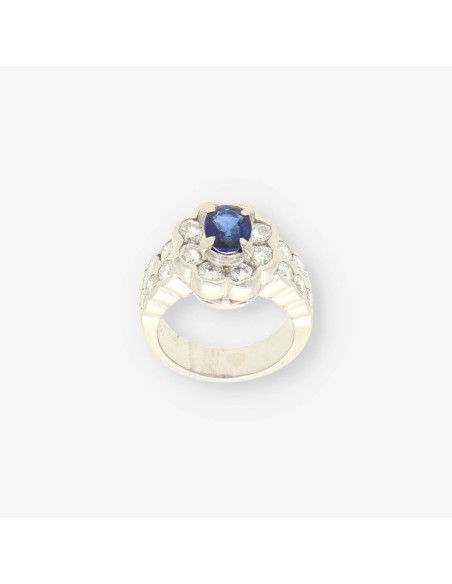 Anillo platino zafiro y bri