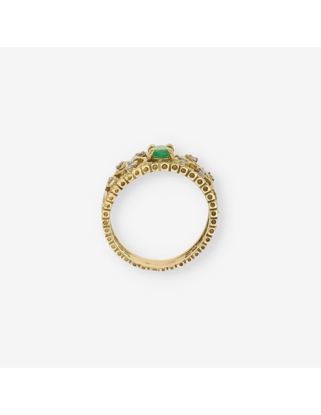 Anillo de oro 18kt con brillantes y esmeralda