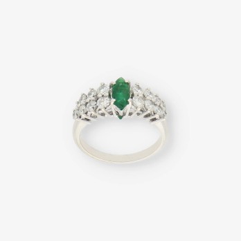 Anillo oro blanco esmeralda y bri 2