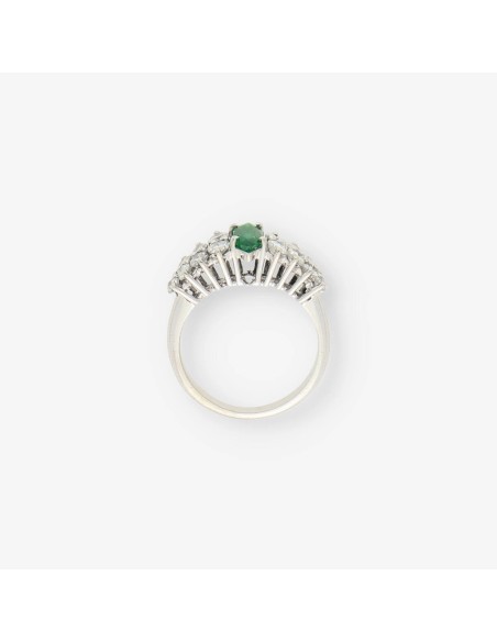Anillo oro blanco esmeralda y bri