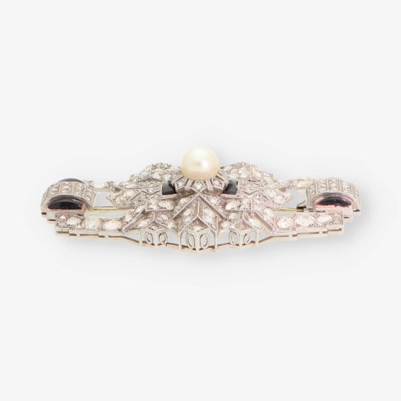 Broche vitage en oro blanco 18kt con brillantes