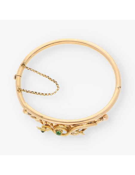 Pulsera vintage en oro 18kt con esmeraldas