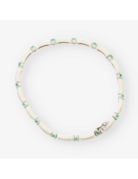 Pulsera oro blanco esmeralda y bri