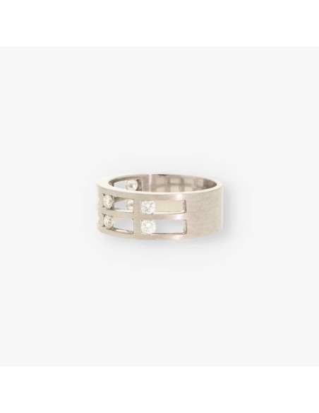 Anillo oro blanco y bri