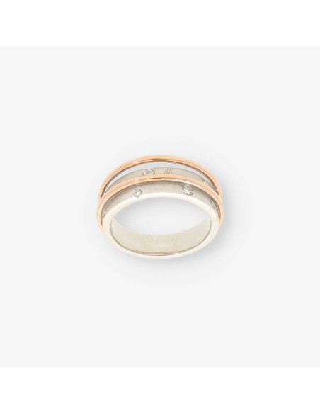 Anillo bicolor oro y bri