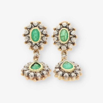 Pendientes vintage oro, esme. y diam. 2