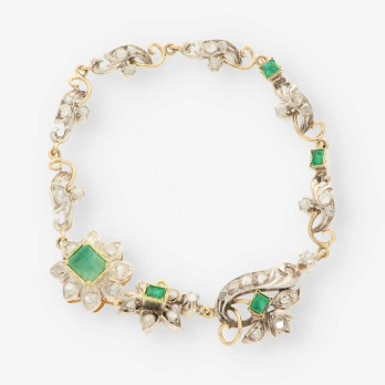 Pulsera Vintage plata/oro y esmeralda 2