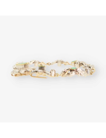 Pulsera Vintage plata/oro y esmeralda