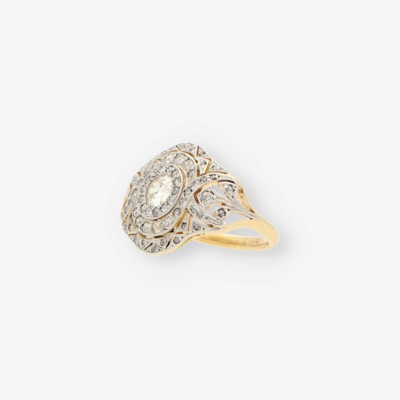 Anillo Vintage oro y bri