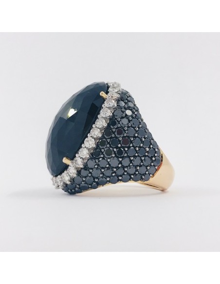 Anillo en oro rosa 18kt con brillantes y Ã³nix