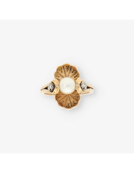 Anillo oro perla y bri