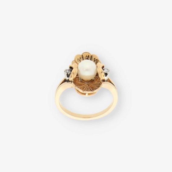 Anillo oro perla y bri