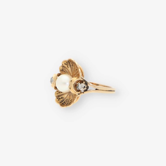 Anillo oro perla y bri