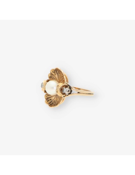 Anillo oro perla y bri