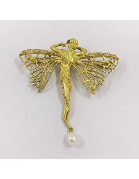 Broche hada en oro 18kt  con brillantes