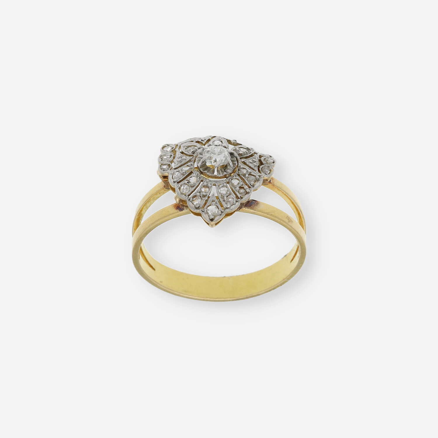 Anillo vintage en oro 18kt con diamantes