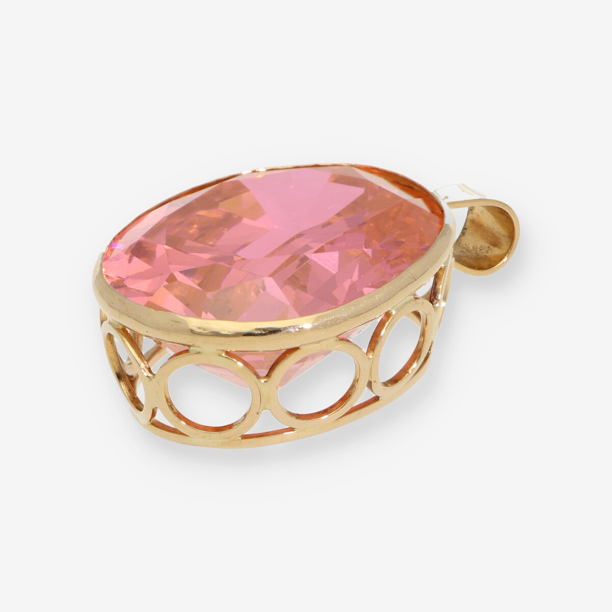 Colgante en oro 18kt con gran piedra rosa