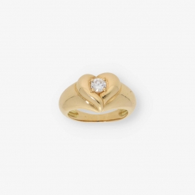 Anillo corazón en oro 18kt con brillante | Comprar anillos de segunda mano