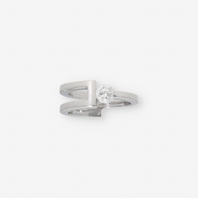 Anillo en oro blanco 18kt con brillante central | Comprar anillos de segunda mano