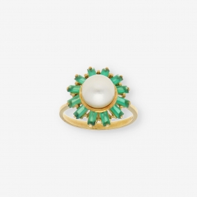 Anillo oro 18kt con perla central | Comprar anillos de segunda mano