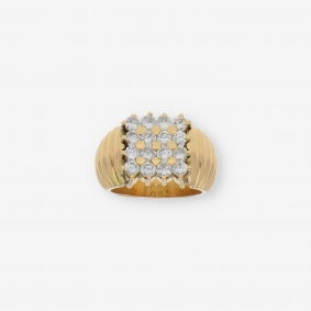 Anillo sello en oro 18kt con brillantes | Comprar anillos de segunda mano