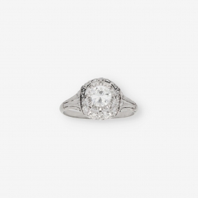 Anillo vintage en oro blanco 18kt con brillante central | Comprar anillos de segunda mano