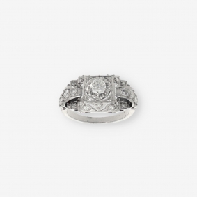 Anillo vintage en oro blanco 18kt con brillantes | Comprar anillos de segunda mano