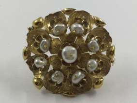 Broche de oro y perlas | Comprar broches de segunda mano