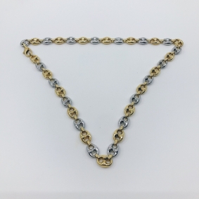 Cadena de calabrotes en oro bicolor 18kt | Comprar cadenas de oro de segunda mano