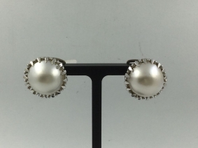 Pendientes de oro blanco con perla japonesa | Comprar pendientes de segunda mano
