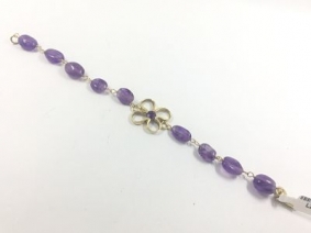 Pulsera de oro y  piedras color violeta. | Comprar pulseras de segunda mano