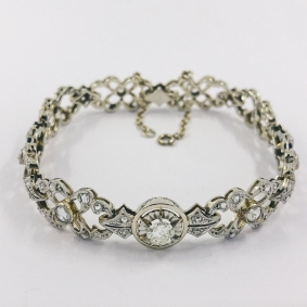 Pulsera vintage en oro blanco 18kt con diamantes | Comprar pulseras de segunda mano