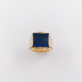 Sello en oro 18kt con piedra azul | Comprar anillos de segunda mano