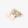 Pendientes vintage en oro 18kt con diamantes y perla