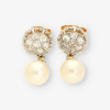 Pendientes vintage en oro 18kt con diamantes y perla